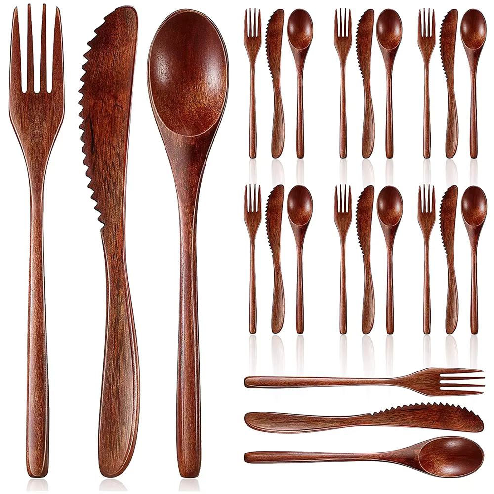 Wooden Cutlery Set (24-Piece)