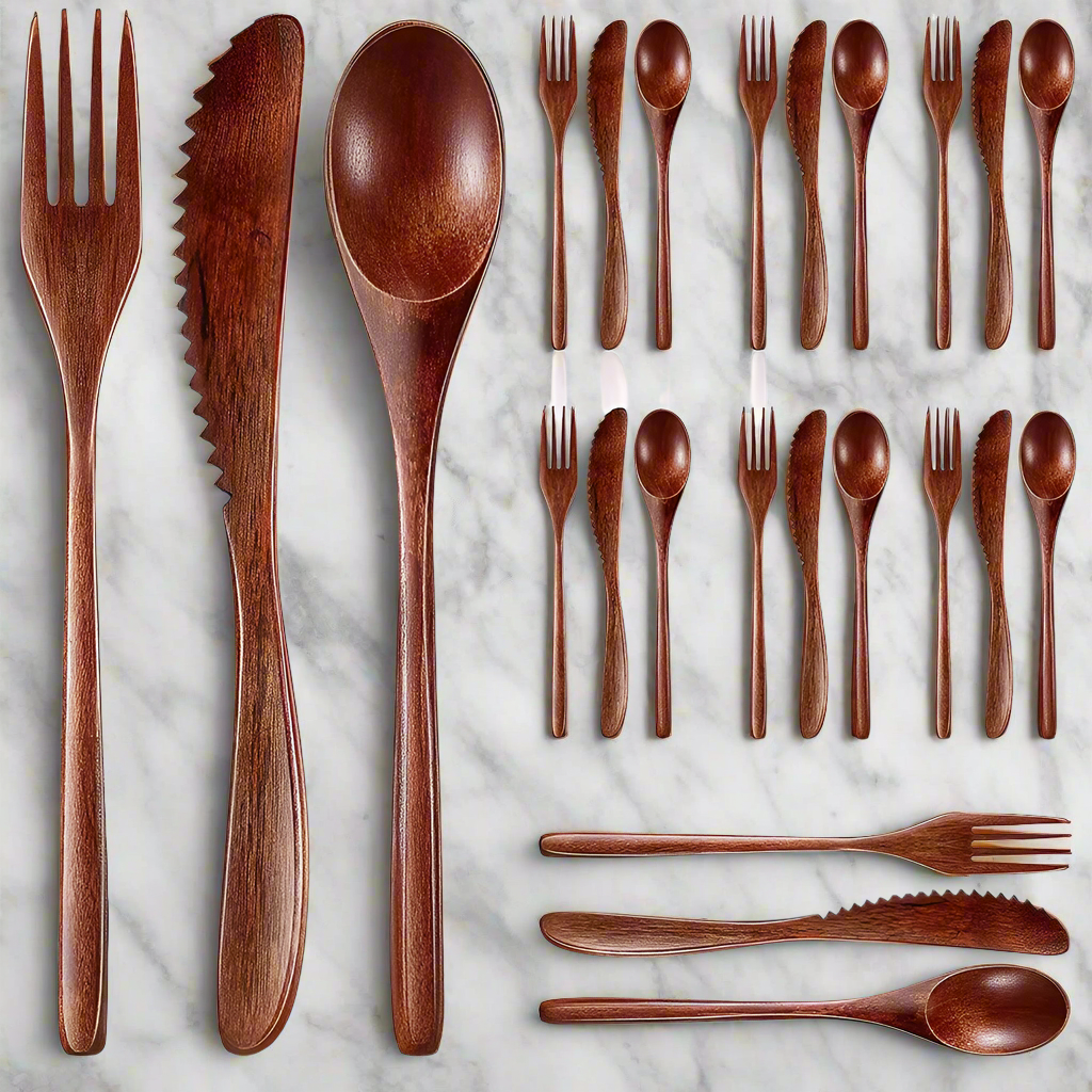 Wooden Cutlery Set (24-Piece)