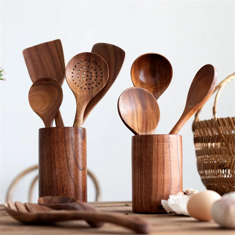 Premium Wooden Utensil Holder