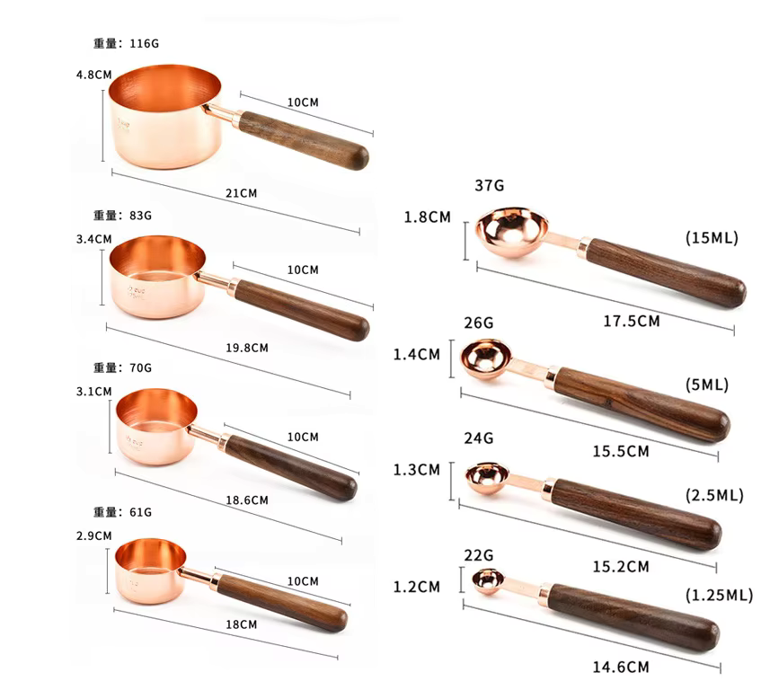 Rose Gold Wooden Measuring Set (8 Piece Set)