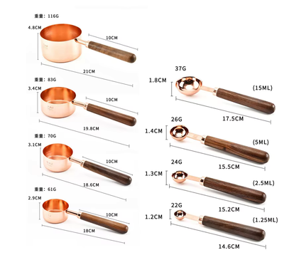 Rose Gold Wooden Measuring Set (8 Piece Set)