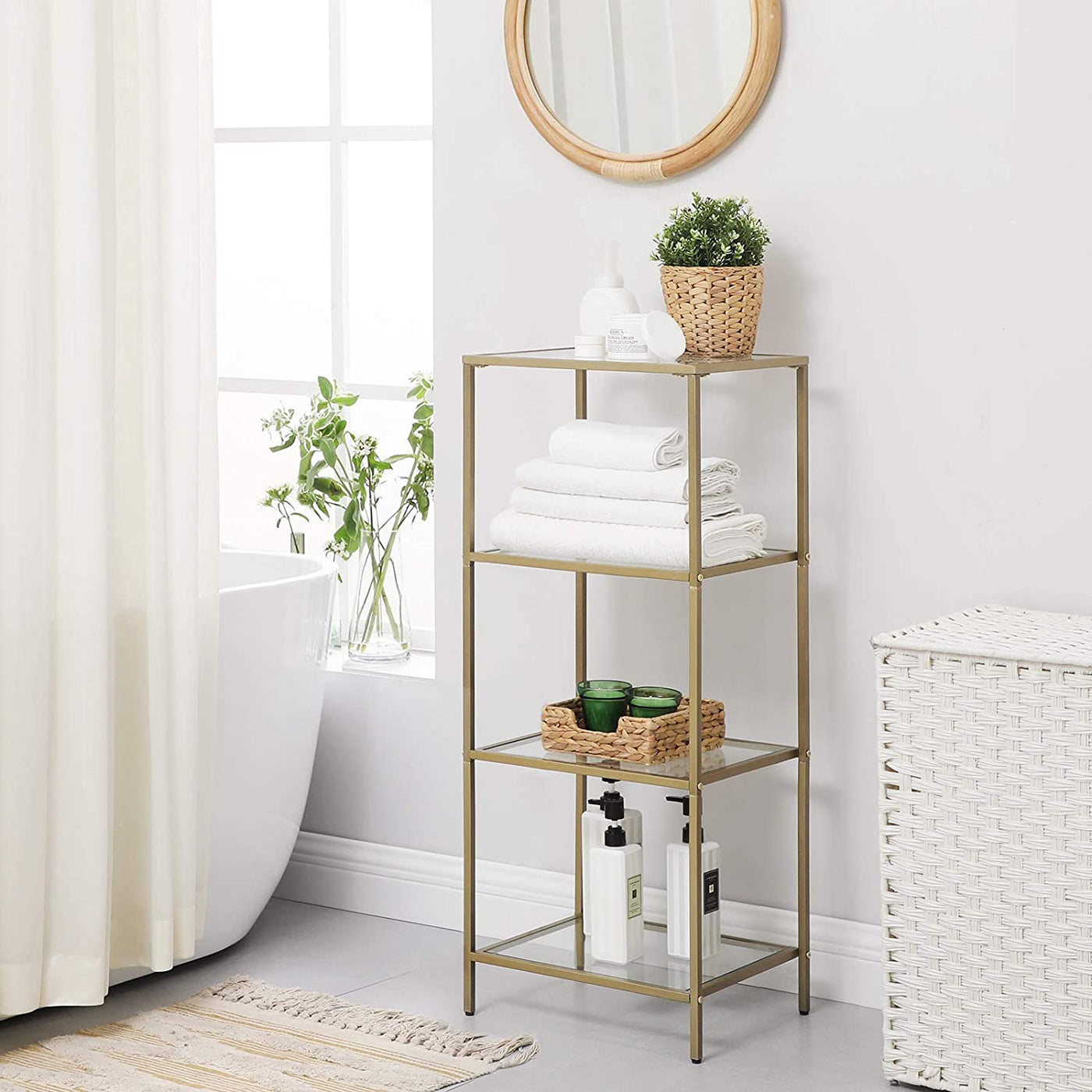 4-Tier Storage Shelf - Tempered Glass