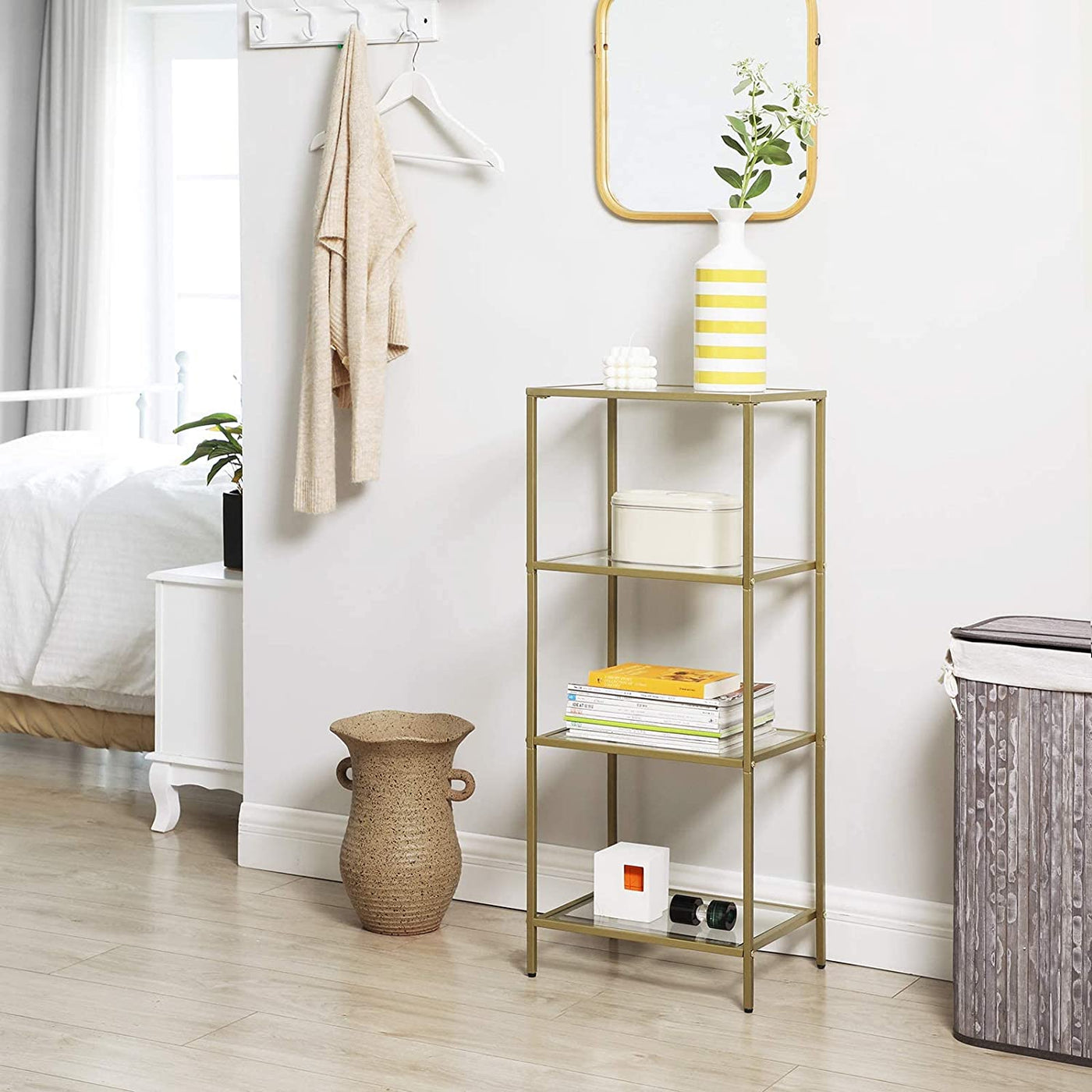 4-Tier Storage Shelf - Tempered Glass