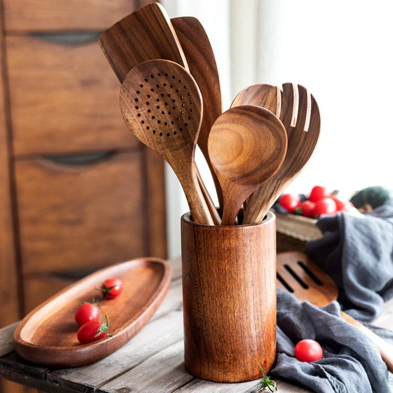 Premium Wooden Utensil Holder